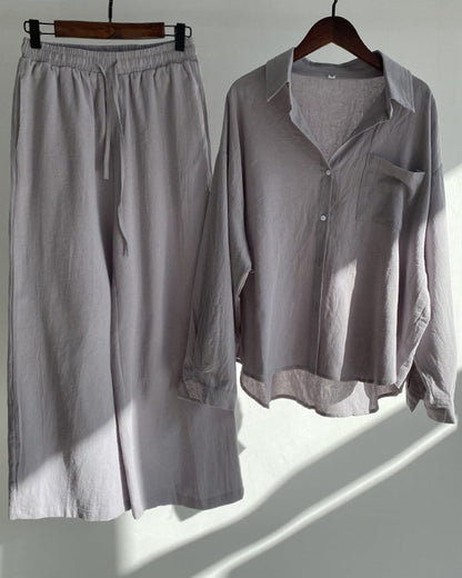 Modefest- Zweiteiliges Set mit einfarbiger Hemdhose Grau