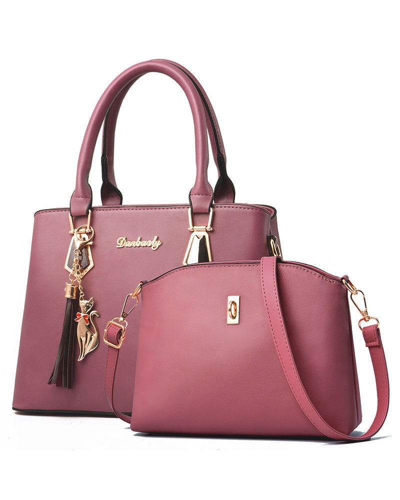 Modefest- Elegantes einfarbiges Handtaschenset Rosa