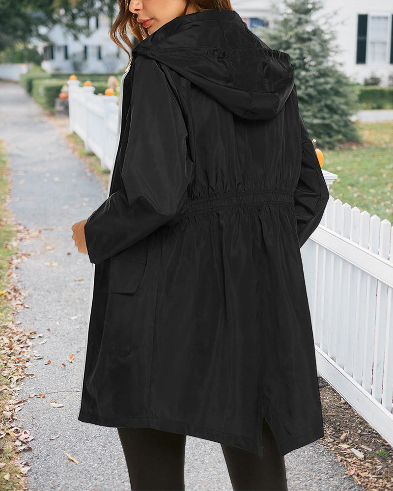 Modefest- Einfarbiger Outdoor-Mantel mit Kapuze