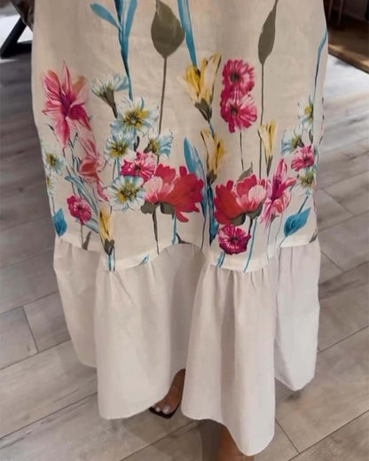 Robe élégante sans manches à imprimé floral