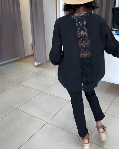 Chemise boutonnée tendance avec découpe au dos