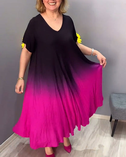 Modefest- Lässiges, plissiertes Ombre-Kleid