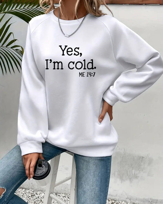 Casual sweatshirt with round neck and letter print