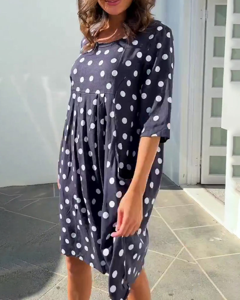 Modefest- Kleid im lässigen Stil mit Polka-Dot-Print