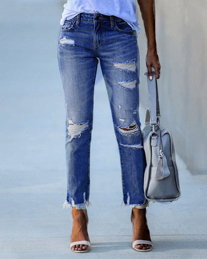 Modefest- Slim-jeans für damen mit hoher taille Dunkelblau