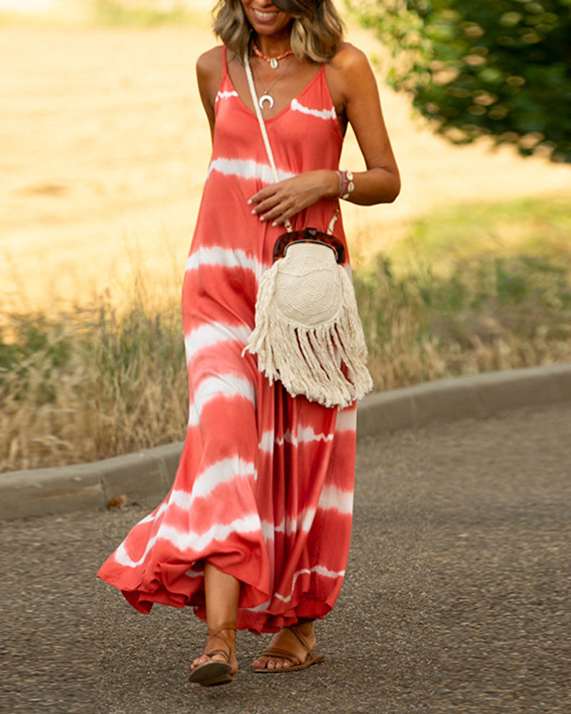 Modefest- Slipdress mit gestreiftem Print Orange