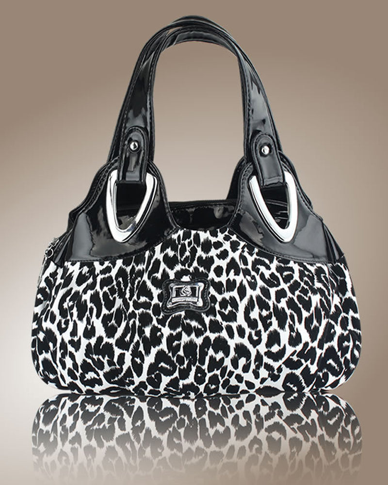 Modefest- Damenhandtasche PU-Leder Bedruckt Großes Fassungsvermögen leopard print