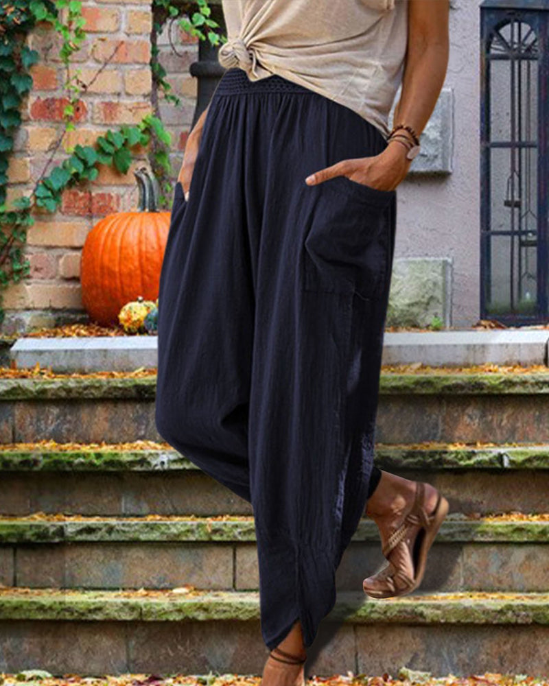 Modefest- Lässige Tapered-Hose in einfarbiger Farbe