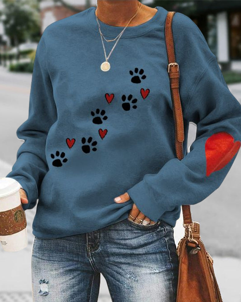 Modefest- Rundhals-sweatshirt mit hundepfoten-print Blau