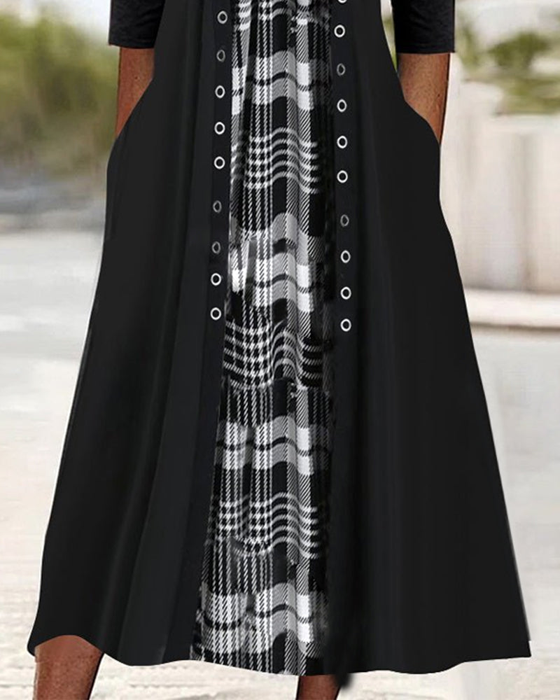 Modefest- Kleid mit V-Ausschnitt und Karomuster