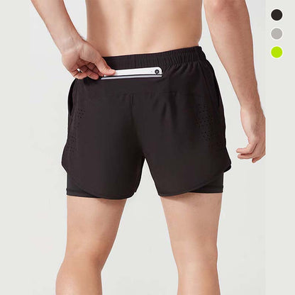 Schnelltrocknende, atmungsaktive doppelschicht-sportshorts für herren