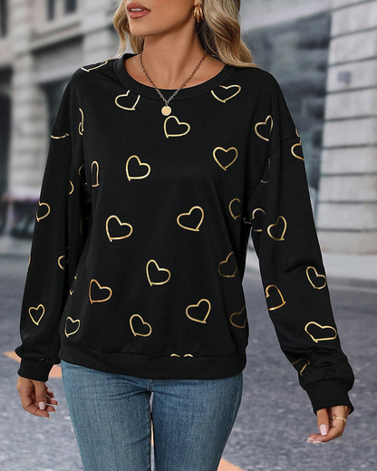 Modefest- Einfaches Sweatshirt mit Liebesmusterdruck