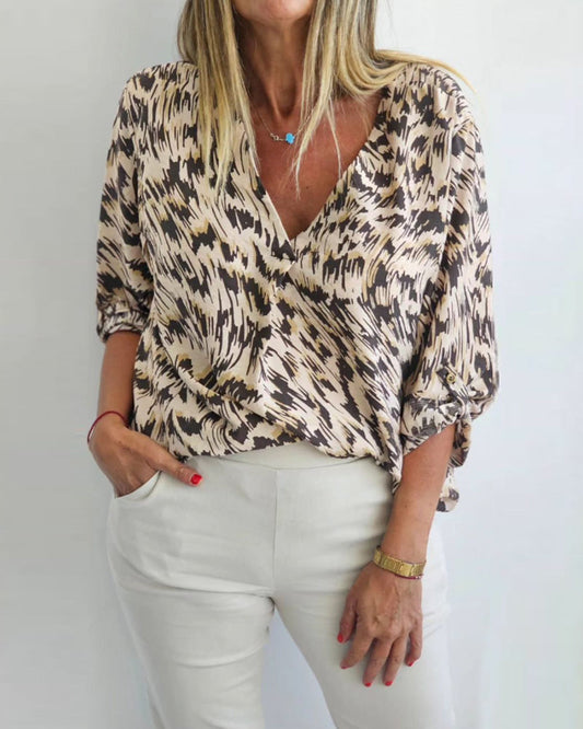 Modefest- Bluse mit V-Ausschnitt und modernem Stil