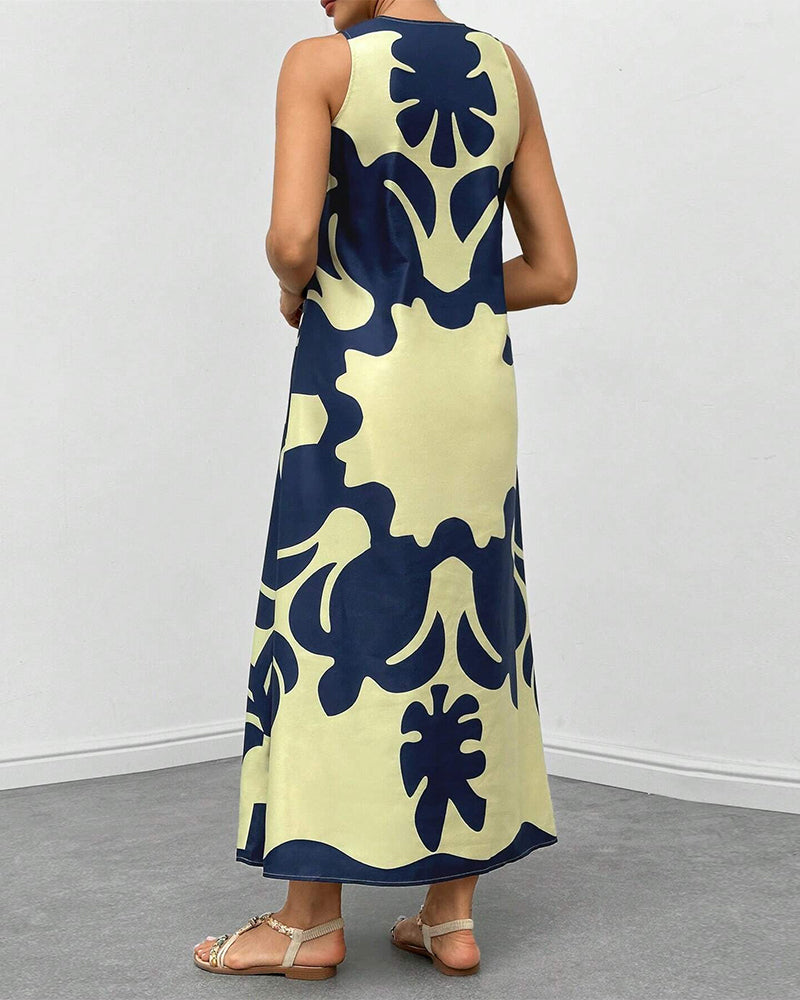 Modefest- Stylisches Tanktop-Kleid mit Taschenprint