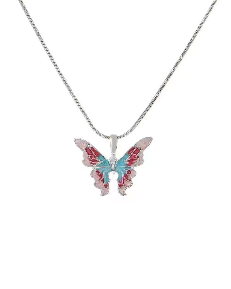 Modefest- Feen-Schmetterlings-Halskette Rotsilber