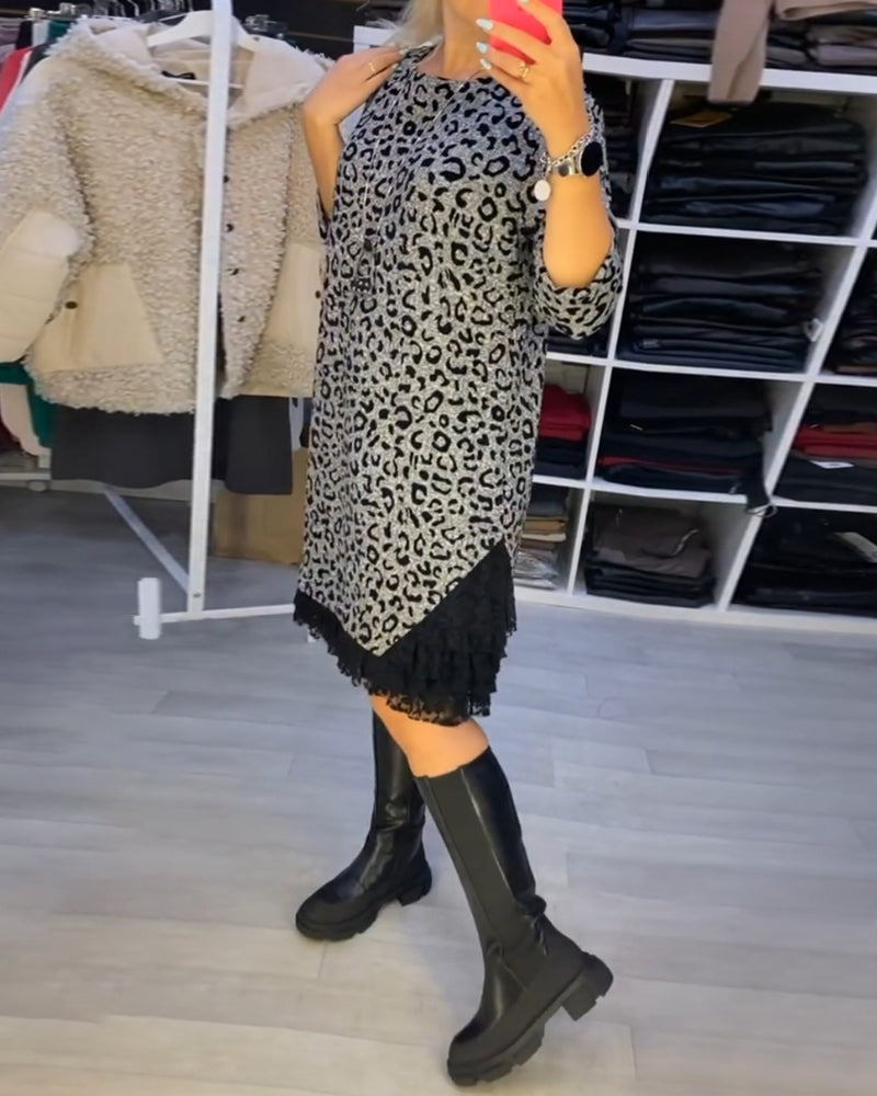 Modefest- Schlankmachendes Kleid mit Leopardenmuster