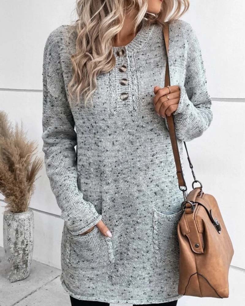 Modefest- Pullover mit überschnittener Schultertasche und aufgesetzten Taschen