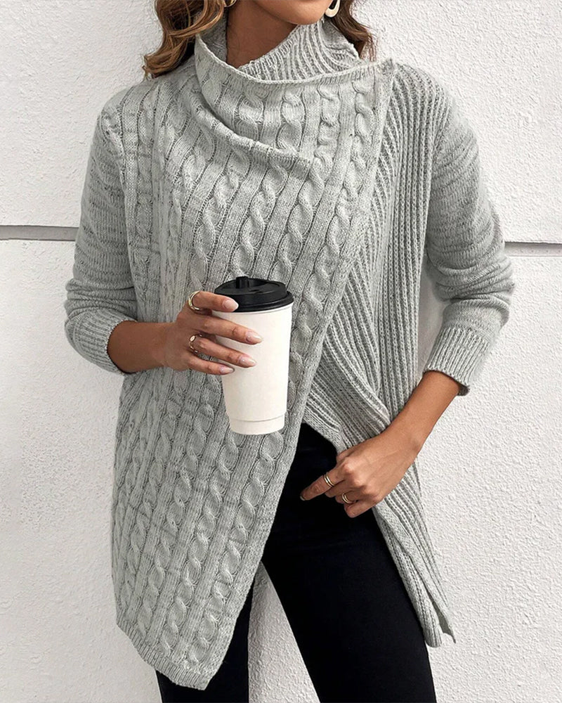 Modefest- Lässiger, einfarbiger Pullover mit Schlitz Grau