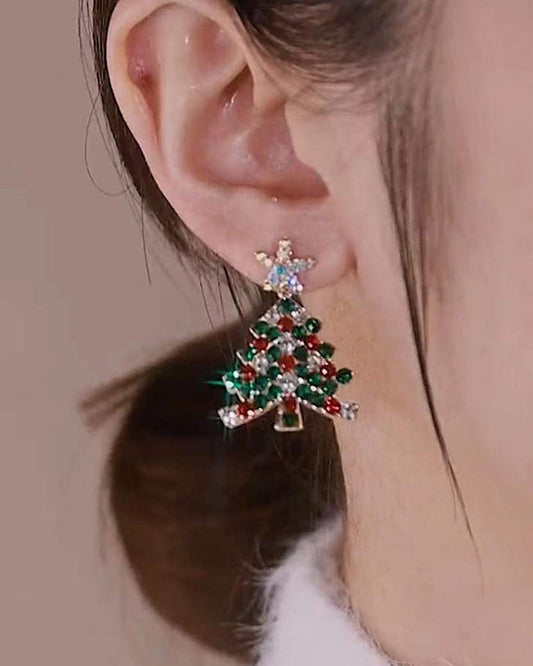 Boucles d'oreilles clous sapin de Noël 