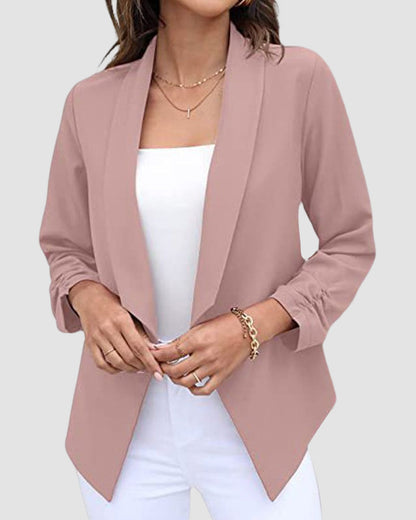 Modefest- Einfarbiger langarm-blazer mit revers Rosa