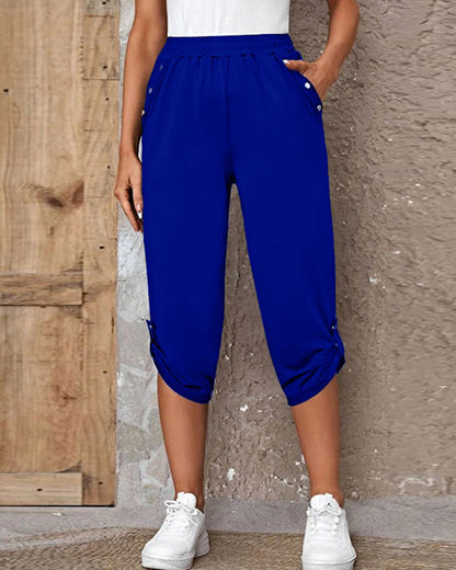 Modefest- Einfarbige Hose mit elastischem Bund Blau