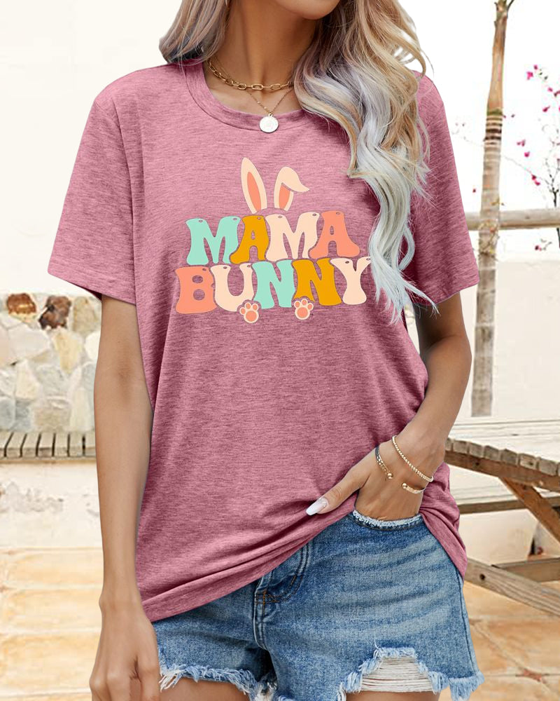 Modefest- Rundhals-T-Shirt mit Kaninchen-Print