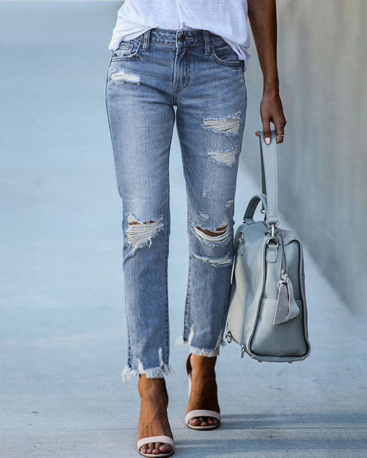 Modefest- Slim-jeans für damen mit hoher taille Hellblau