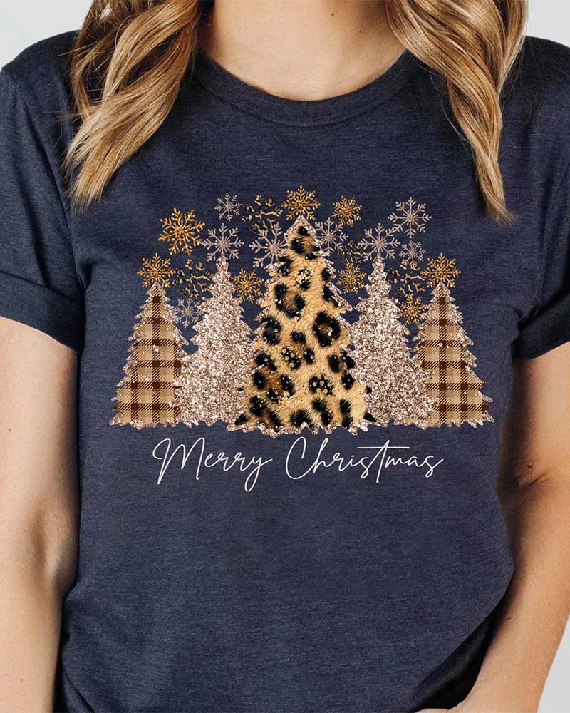 Lässiges T-shirt mit lustigem weihnachtsbaum-print