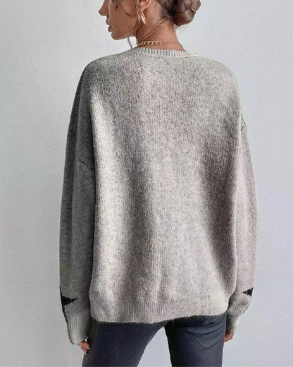 Modefest- Lässiger Pullover mit fünfzackigem Sternmuster