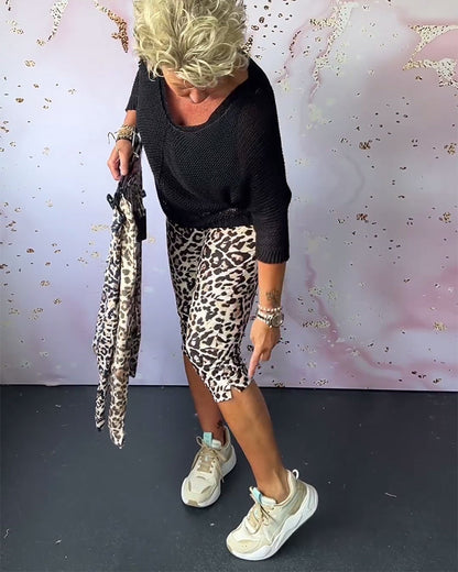 Shorts justos com estampa de leopardo