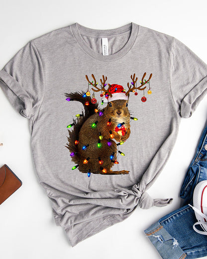 T-shirt mit leichtem weihnachts-eichhörnchen-print