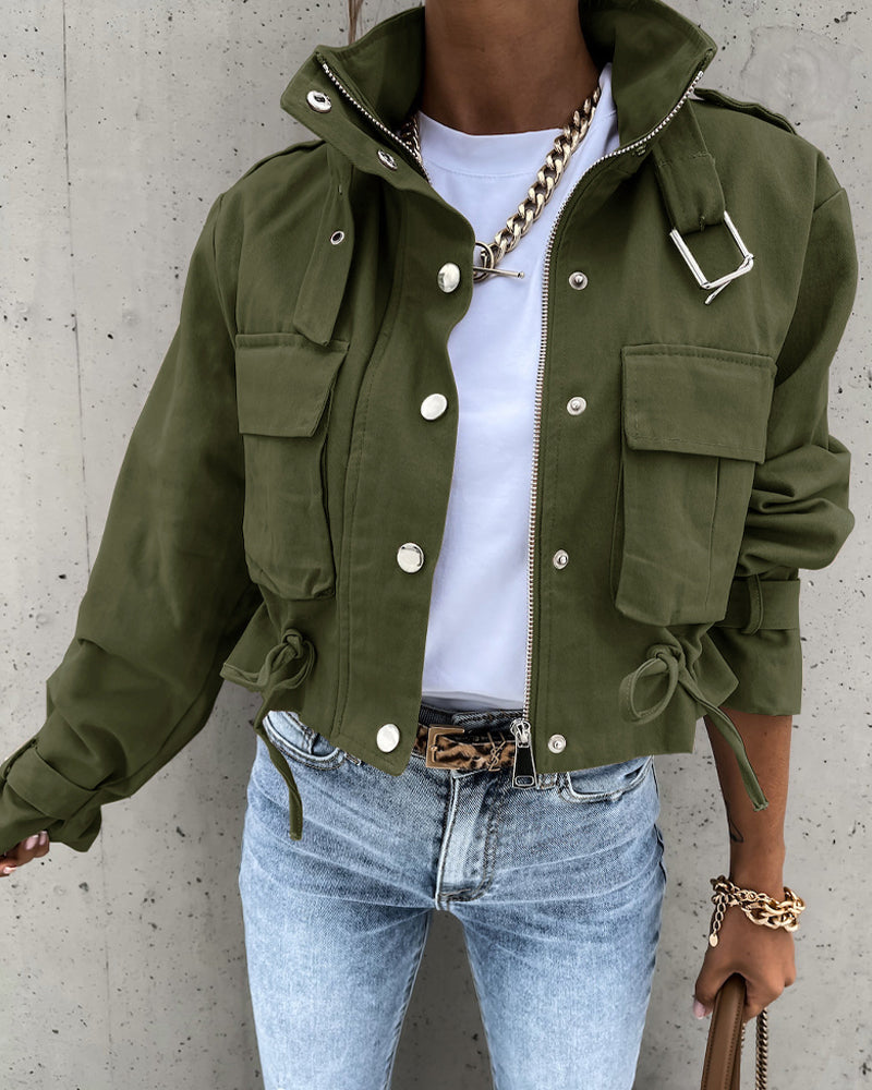Modefest- Jacke mit Taschen Armee grün