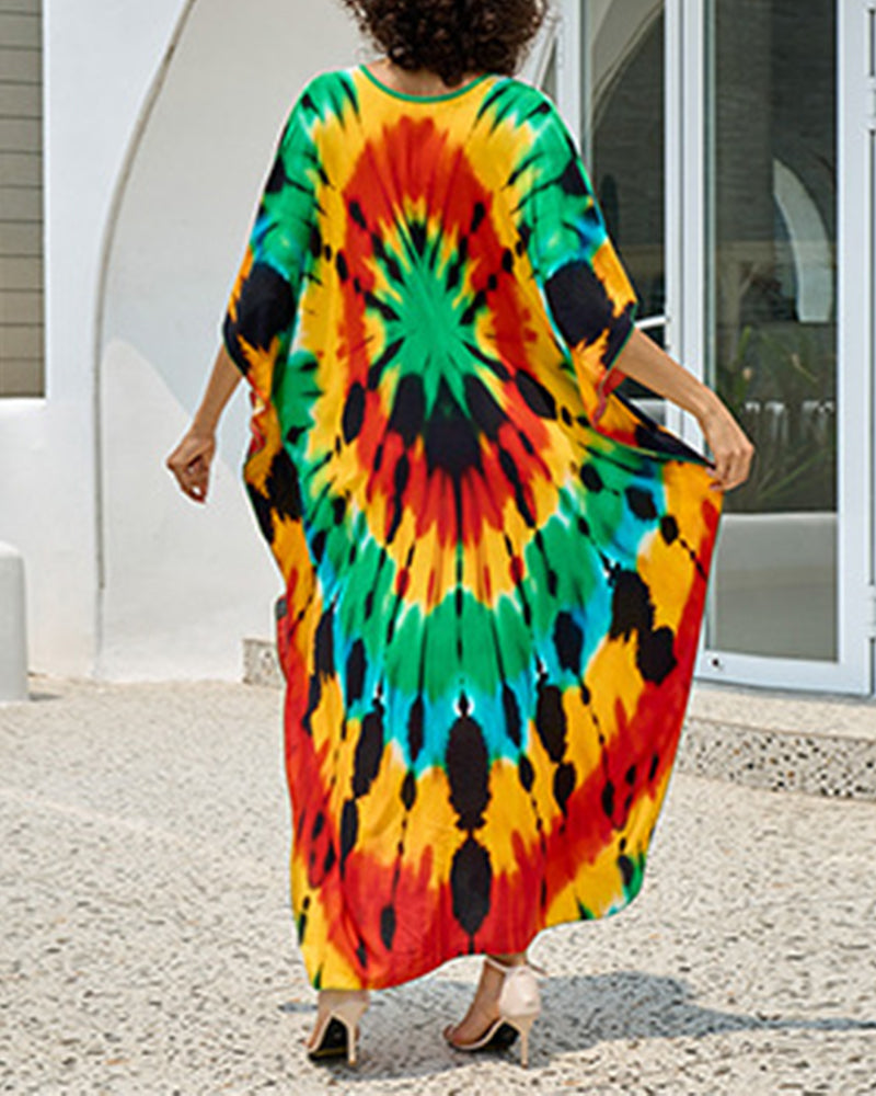 Vestido de praia solto com estampa