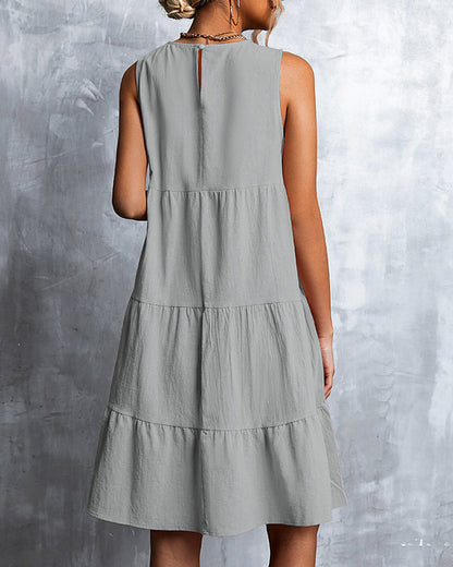 Modefest- A-Linie ärmelloses Kleid in Volltonfarbe