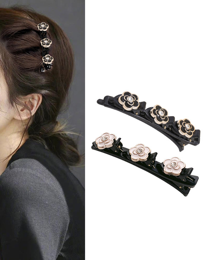 Modefest- Elegante und stilvolle Haarspangen Schwarze und weiße Kamelie 2 Stück