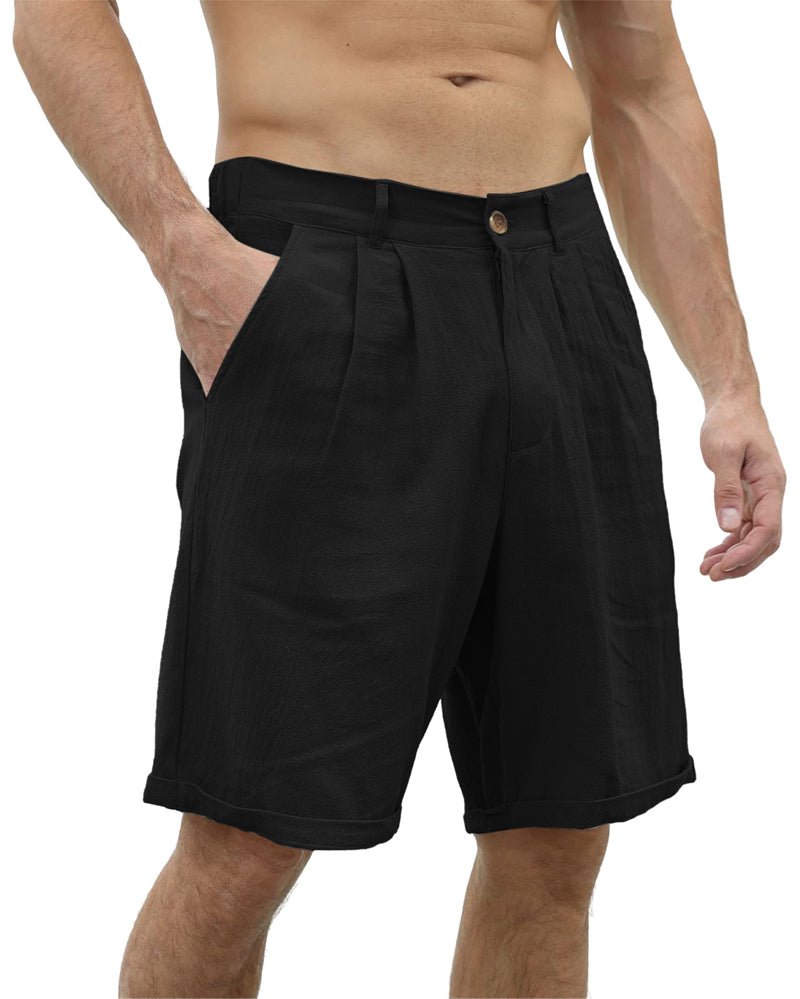 Modefest- Lässige Strandshorts für Herren mit Knopf Schwarz