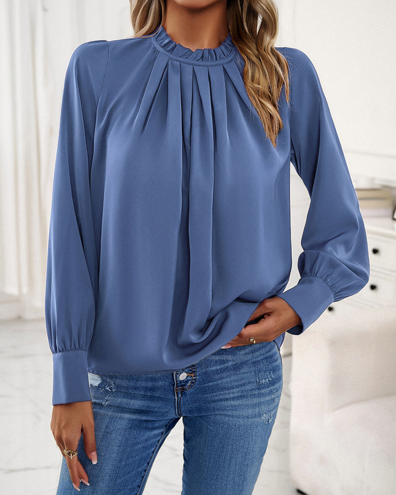 Modefest- Elegante Bluse mit Rüschen Blau