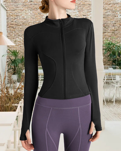 Einfarbige, schmal geschnittene yoga-jacke