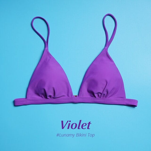 Modefest- Sexy Frauen V-Ausschnitt Bikinioberteil Push-up gepolsterter BH Bralette Bustier Crop Violett