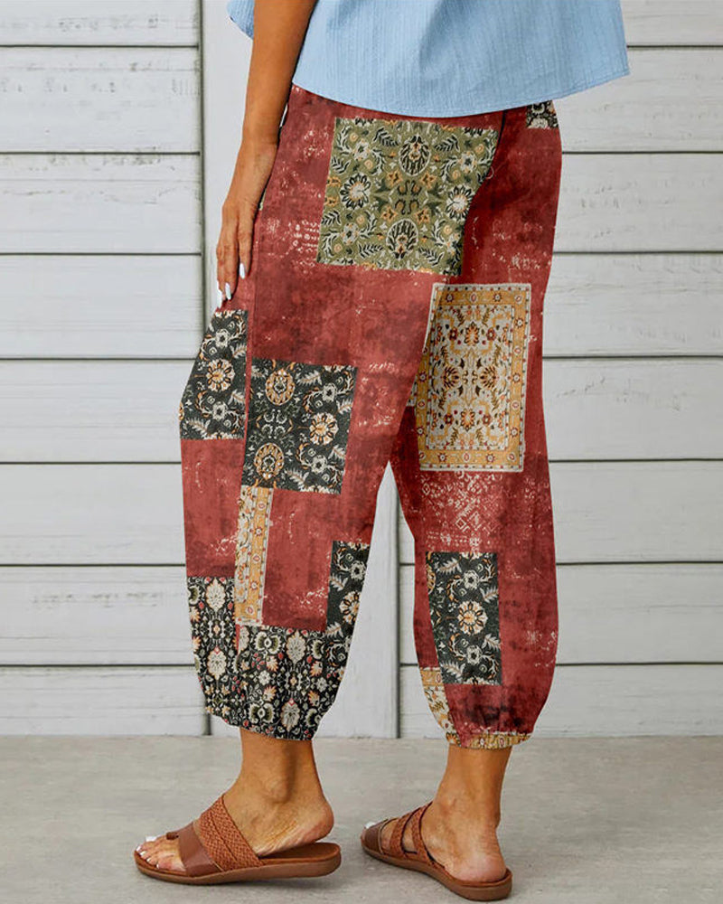 Modefest- Hose mit Vintage-Print