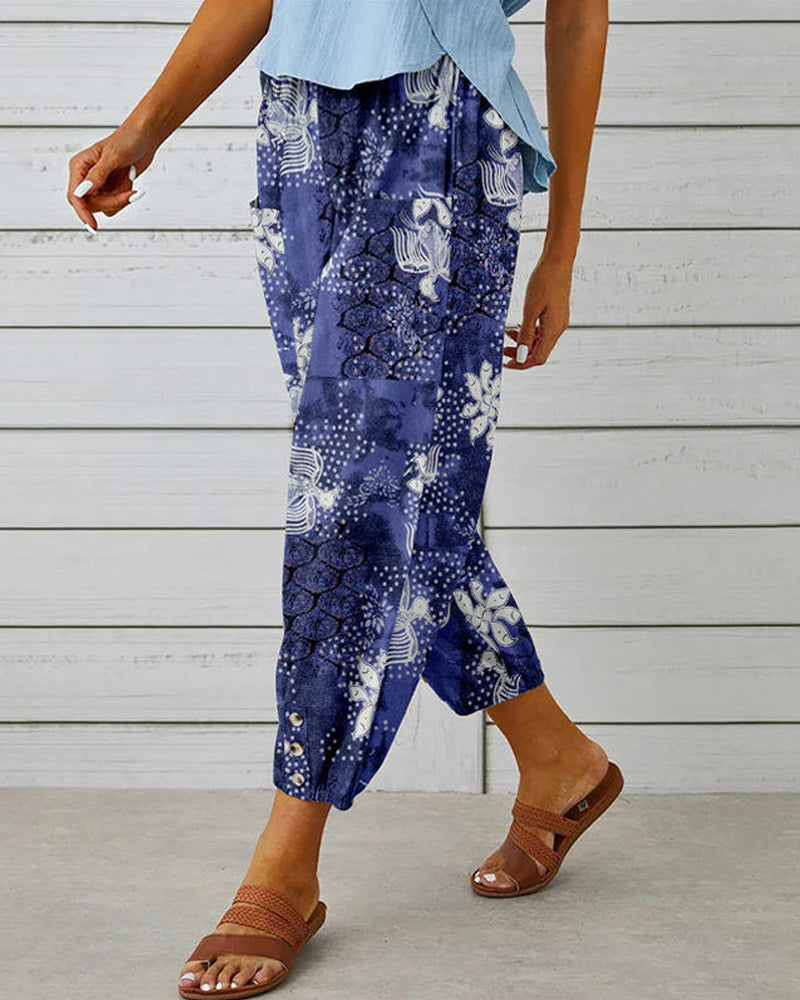 Modefest- Hose mit Vintage-Print