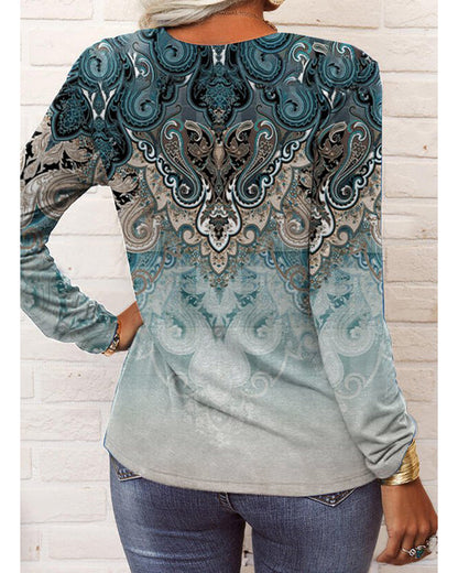 Modefest- Paisley-Bluse mit langen Ärmeln