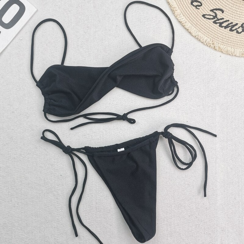 Modefest- Bademode Frauen Sexy Bandage Bikinis Set Split Badeanzug Sommer Blumendruck Strand Outfits Femme Badeanzug Biquinis Mujer 5