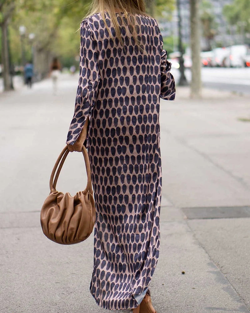 Modefest- Modisches Kleid mit V-Ausschnitt und Tupfenmuster