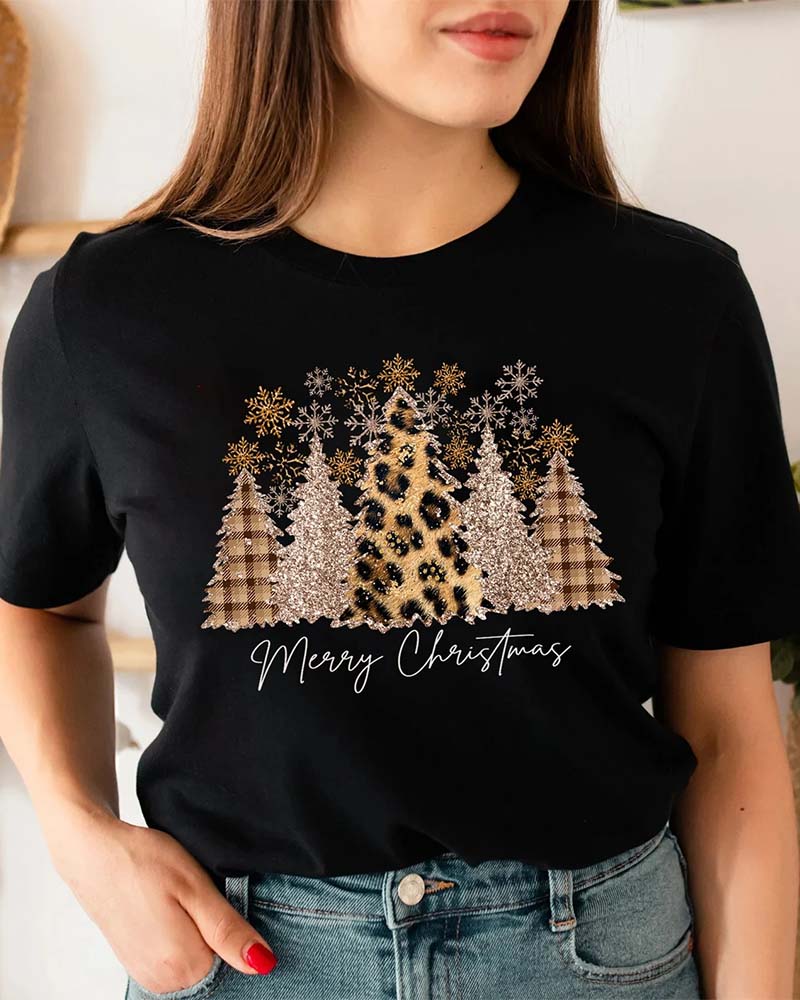 Lässiges T-shirt mit lustigem weihnachtsbaum-print