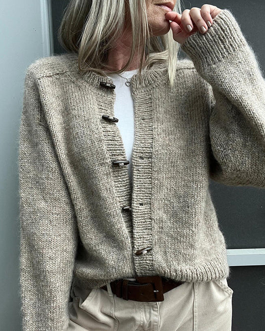 Cardigan décontracté de couleur unie à simple boutonnage