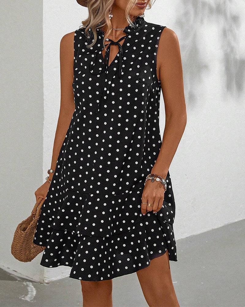 Modefest- Kleid ohne Ärmel und Polka Dot