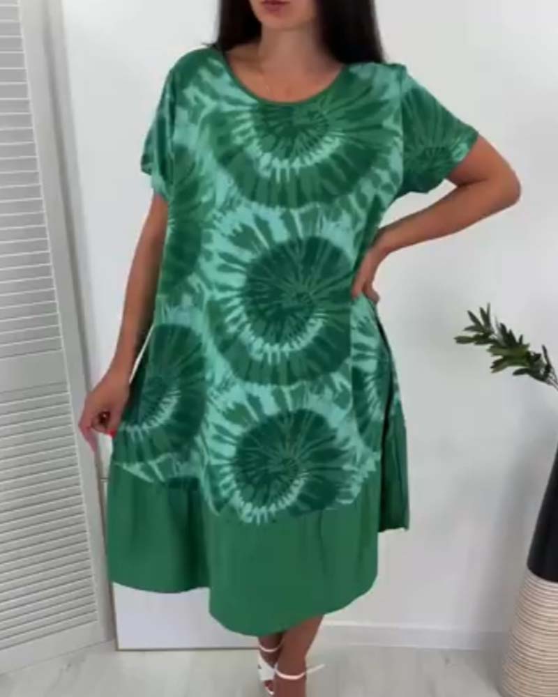 Modefest- Kleid mit kurzen Ärmeln und Rundhalsausschnitt