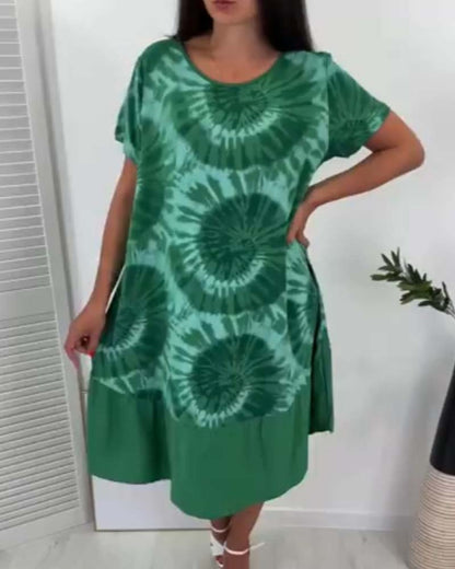 Modefest- Kleid mit kurzen Ärmeln und Rundhalsausschnitt