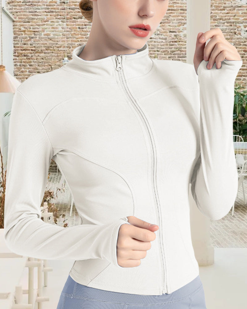 Einfarbige, schmal geschnittene yoga-jacke